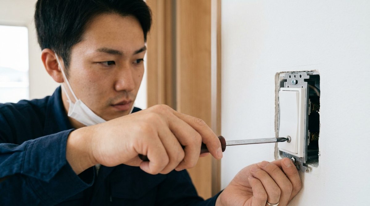 電気工事の具体的な作業風景を見せ、手順のリアリティを高める